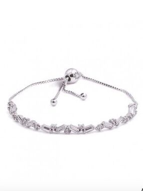 PANDORA Sparkling Ice Cube Slider Tennis Bracelet Adjustable Sterling Silver 925